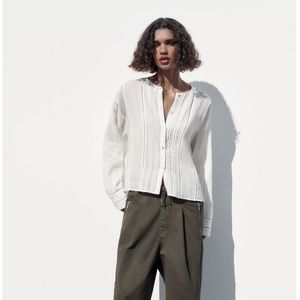 NWT Zara Ramie Passamenterie Blouse sz S